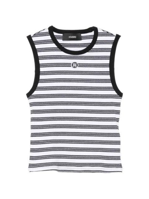 AMIRI striped ribbed-knit tank top White AWTOJR1085