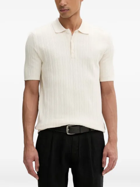 Marc O'Polo ribbed-knit short-sleeve polo shirt Neutrals 5000013990