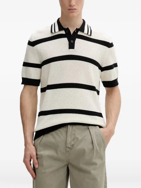 Marc O'Polo striped pointelle-knit polo shirt White 5000010067