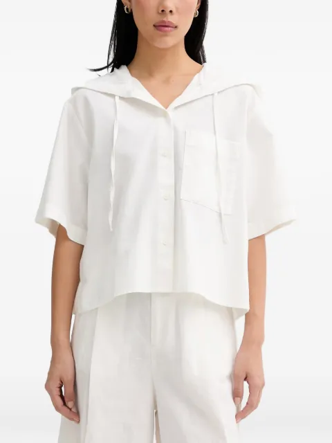 Marc O'Polo hooded short-sleeved cropped shirt White 5000009559