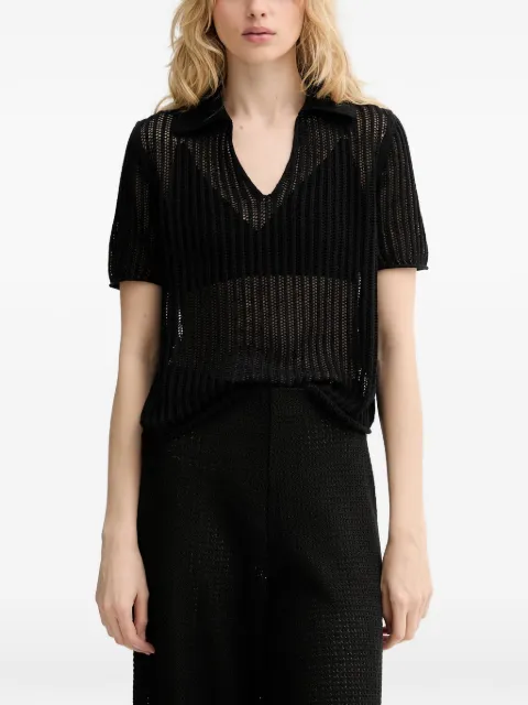 Marc O'Polo open-knit polo shirt Black 5000014145