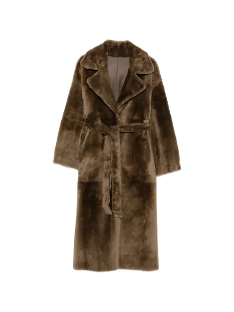 Arma belted shearling coat Brown 111L26608002