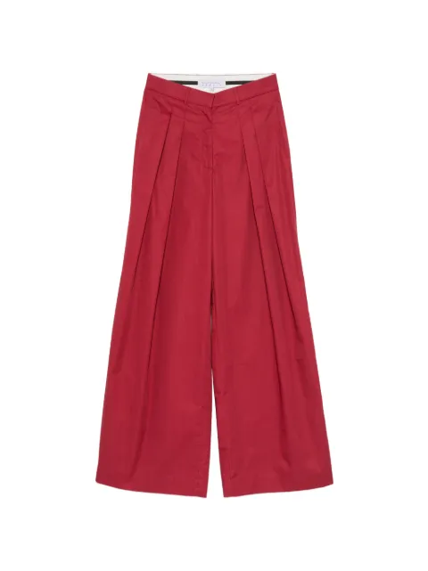 Abadia double pleat wide leg pants in cotton Red AB100572