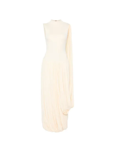 Abadia mock-neck drape dress long Neutrals AB100542CRM