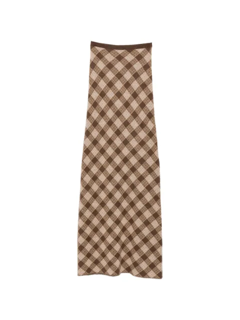 Aya Muse Kae checkered maxi skirt Brown AMPF2630