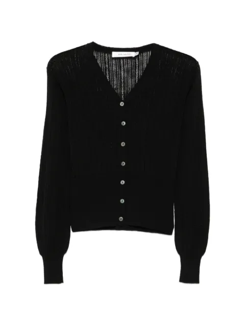 Aya Muse Unae pointelle-knit cardigan Black AMPF2660