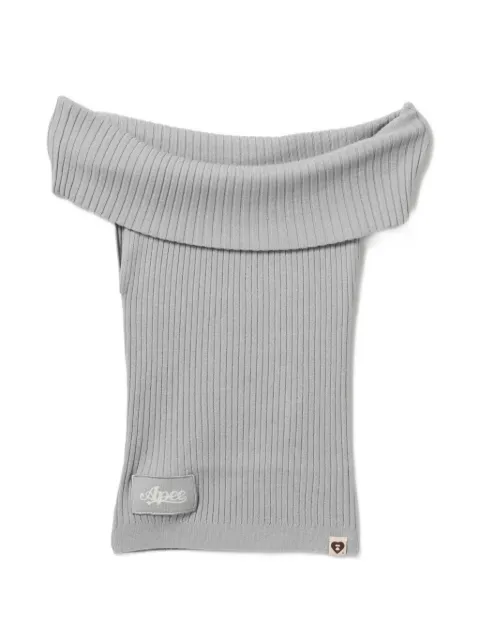 APEE™ by *A BATHING APE® off-the-shoulder ribbed-knit sweater Grey 0PXKNAS184A6QGY200S