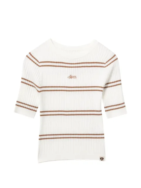APEE™ by *A BATHING APE® striped ribbed-knit sweater White 0PXKNAS181B6QIVX00S