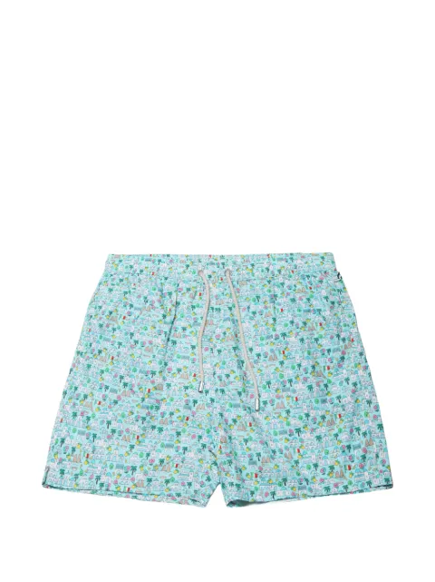 MC2 Saint Barth graphic-print drawstring swim shorts Blue LIG0003