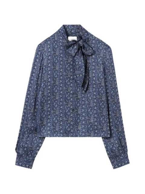 Claudie Pierlot printed pussy-bow shirt Blue CFPCM00600
