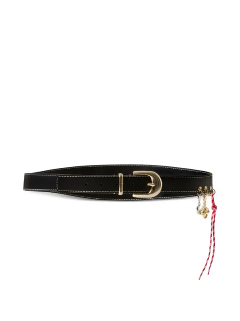 Claudie Pierlot leather eyelet belt with charms Black CFACE00303
