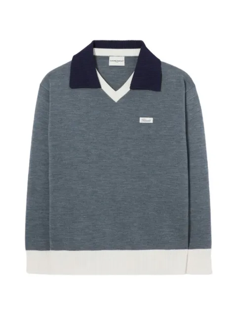 Claudie Pierlot logo-patch V-neck sweater Blue CFPPU01324