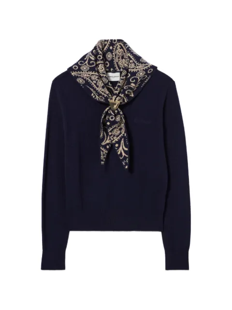 Claudie Pierlot gold heart jewel knit jumper Blue CFPPU01376