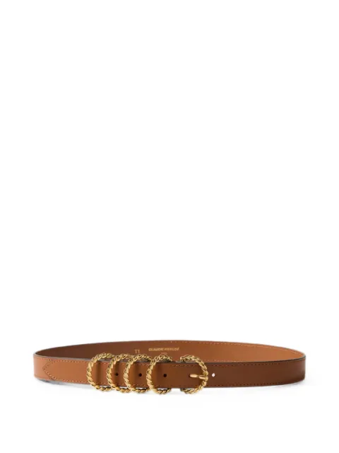 Claudie Pierlot Leather belt with gold buckle Brown CFACE00306