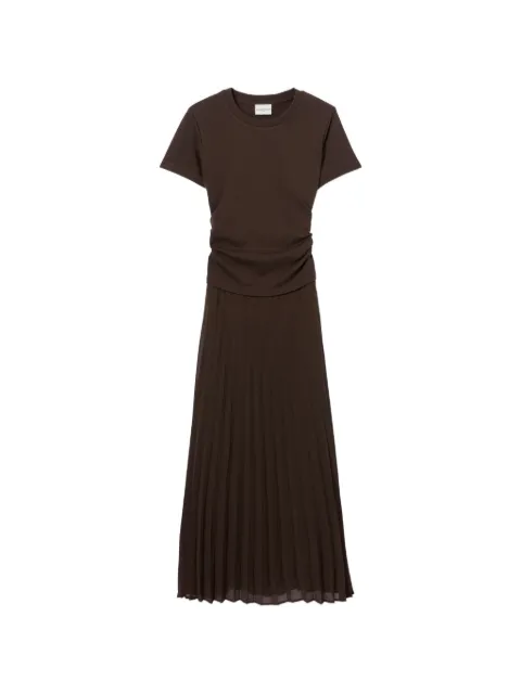 Claudie Pierlot pleated bi-material dress Brown CFPRO03100