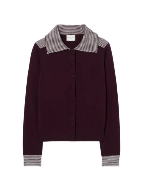 Claudie Pierlot Striped wool sailor cardigan Purple CFPCA00754