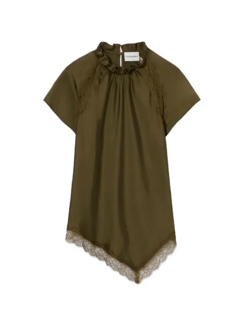 Claudie Pierlot Satin Victorian collar top Green CFPTO01187