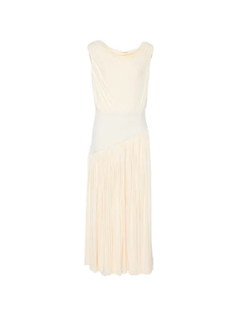 Abadia Gwen off shoulder drape dress in cream Neutrals AB100137