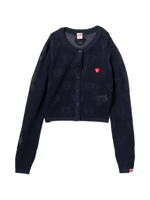 APEE™ by *A BATHING APE® heart-pattern pointelle cardigan Blue 0PXCDAS00276QNYD00S