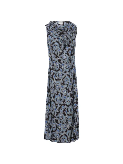 Claudie Pierlot Flowy printed satin dress Black CFPRO03128