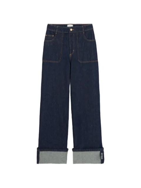Claudie Pierlot wide-leg jeans embroidered cuffs Blue CFPJE00385