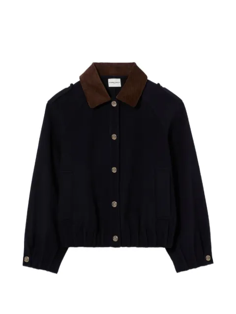 Claudie Pierlot oversized jacket with gold poppers Blue CFPBL00377