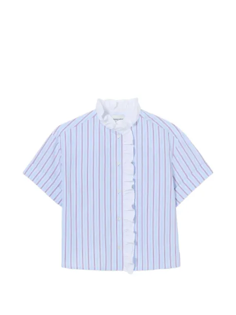 Claudie Pierlot ruffle-trimmed striped shirt Blue CFPCM00599