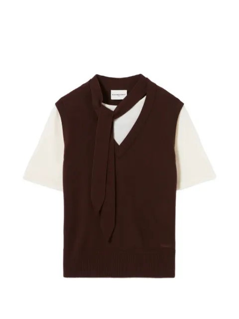 Claudie Pierlot layer-detail short-sleeve jumper Brown CFPPU01316