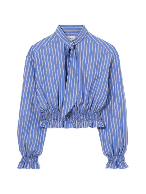 Claudie Pierlot striped poplin tie-neck top Blue CFPTO01184