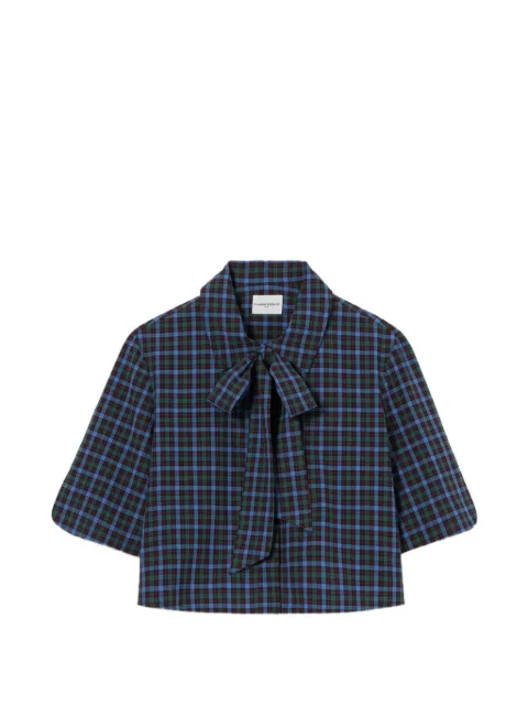 Claudie Pierlot Checked tie-neck shirt Green CFPCM00609