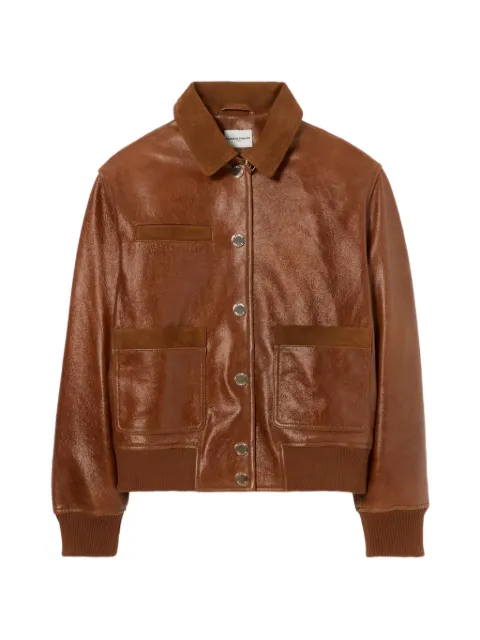 Claudie Pierlot point-collar leather jacket Brown CFPBL00380