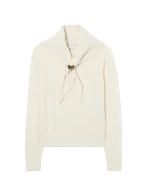 Claudie Pierlot knit jumper with removable scarf Neutrals CFPPU01331