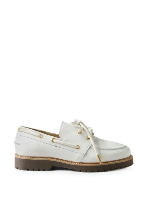Claudie Pierlot leather lace-up fastening boat shoes White CFACH00718