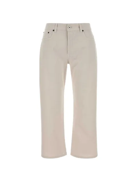 Miu Miu logo-embroidered cotton trousers Neutrals GWP613SOOO197V
