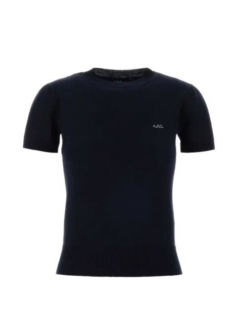 A.P.C. Gia logo-embroidered T-shirt Blue WVBEPF23486