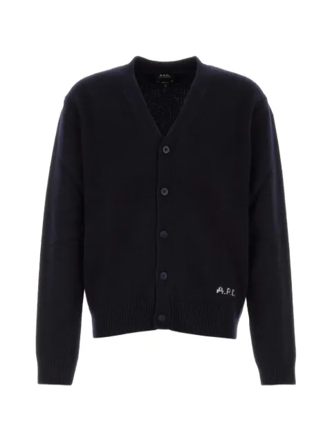 A.P.C. Kevin logo-embroidered cardigan Blue WOASWH22020