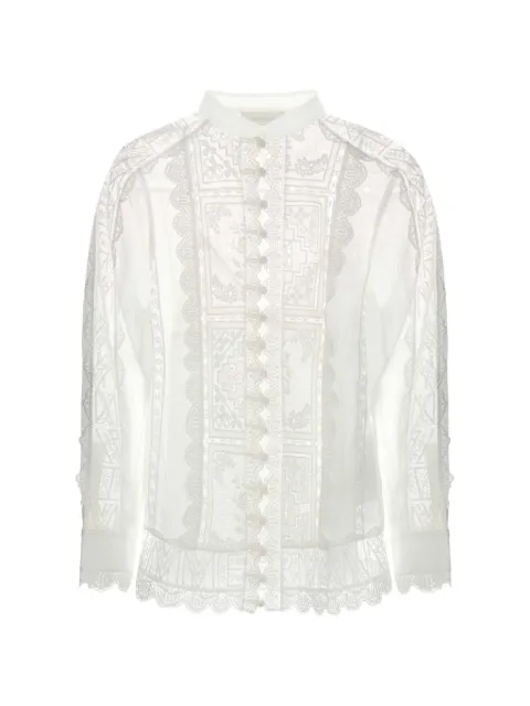 ZIMMERMANN Aster lace-panelled shirt Neutrals 8731TSS261