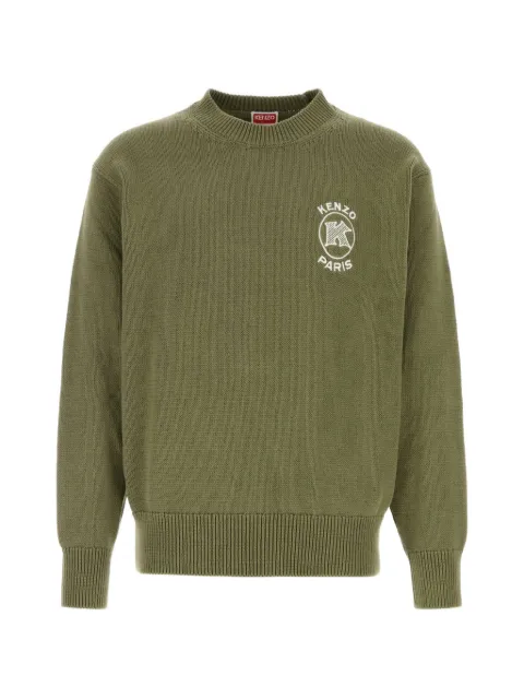 Kenzo logo-embroidered cotton sweater Green FG65PU8043EB
