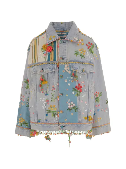 Pero floral-embroidered denim jacket Blue BDNO52DENIM