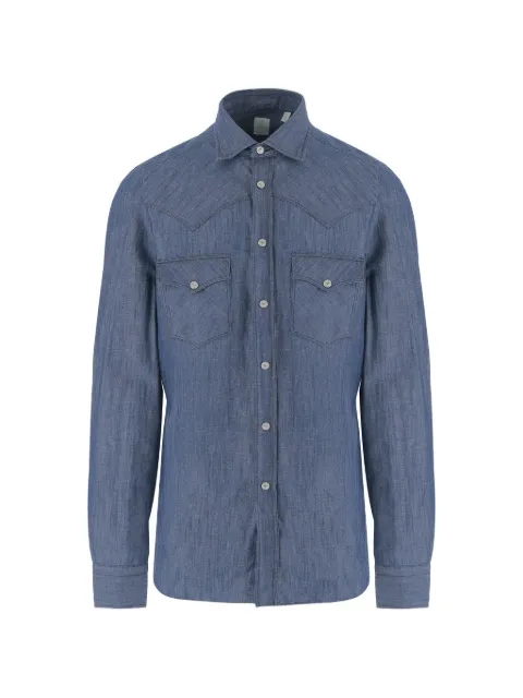 Finamore 1925 Napoli chest patch-pockets shirt Blue C0724D11