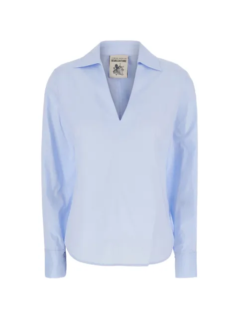 Semicouture V-neck long-sleeve blouse Blue Y6WK08L87