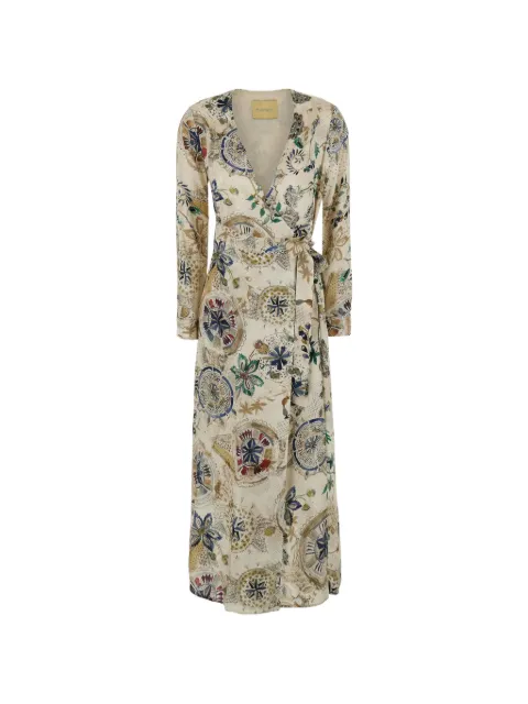 MOMONÌ graphic-print wrap maxi dress White 266MMODR04226606MO1360