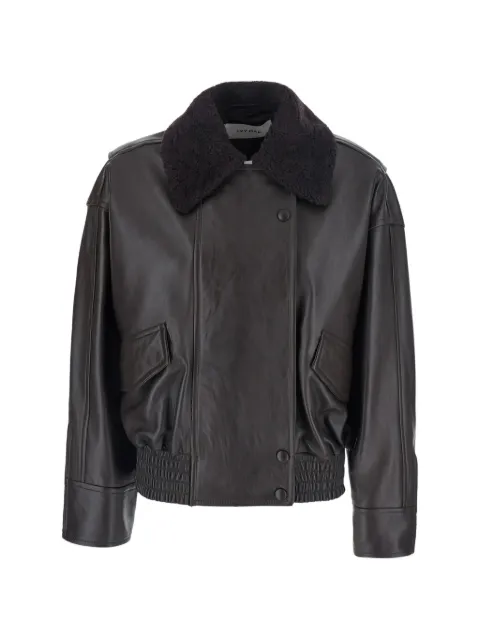 IVY OAK Laila textured-collar leather jacket Brown 30600079BR289