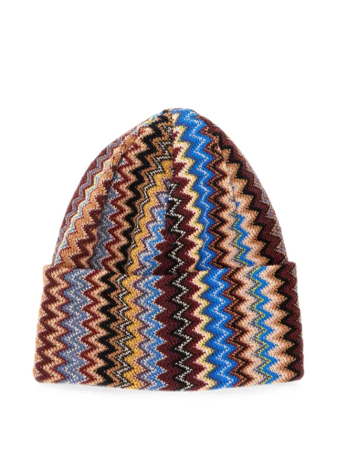 Missoni zigzag-knit beanie hat Neutrals CPRAWMUA774