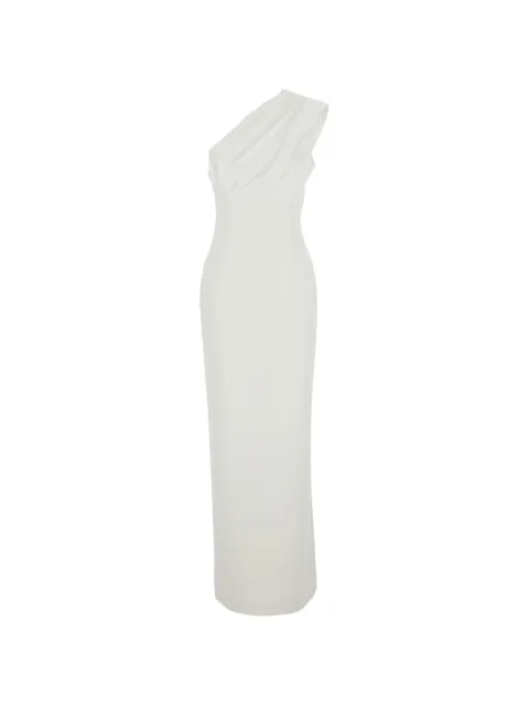 Solace London Gracie one-shoulder draped maxi dress Neutrals OS48019CREAM