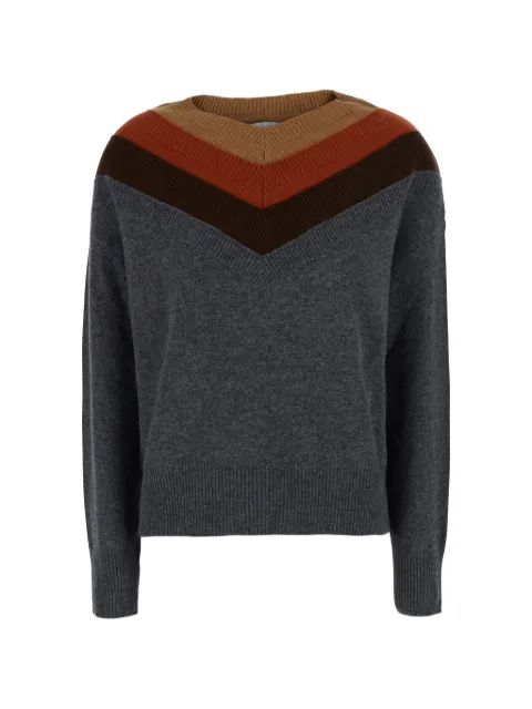 Jucca chevron-knit V-neck sweater Grey J4451067131047