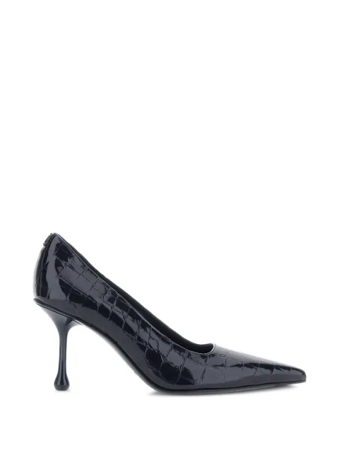 Jimmy Choo Ixia 80 shiny croc embossed leather pumps Blue IXIA80CBH