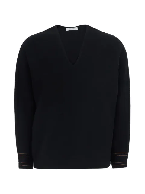 Max Mara contrast-stitch V-neck sweater Black 2621366042600