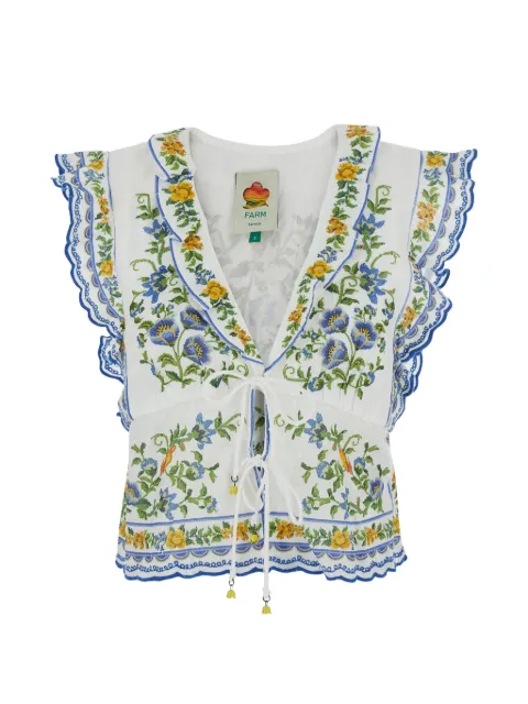 FARM Rio Emily Floral Tapestry blouse White 35555925185