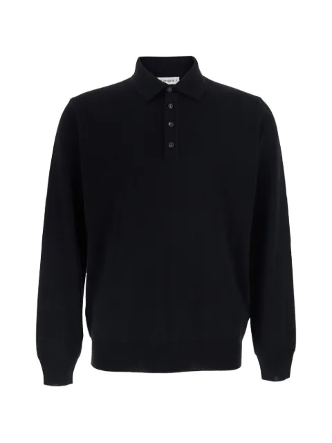 Kangra button-fastening knitted polo-shirt Black 402203013